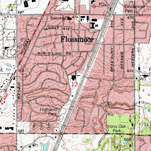 Topographic Map of Heather Hill School, IL