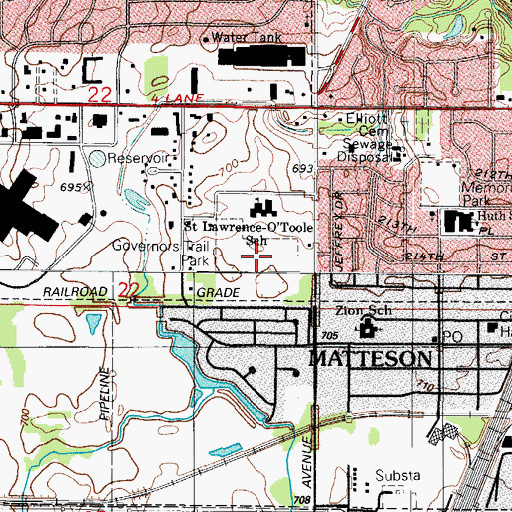 Topographic Map of Governors Trail Park, IL
