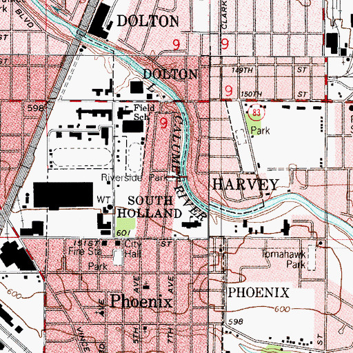 Topographic Map of Riverside Park, IL