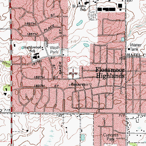 Topographic Map of Tierra Grande Park, IL