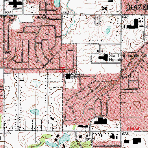 Topographic Map of Chateaux Elementary School, IL