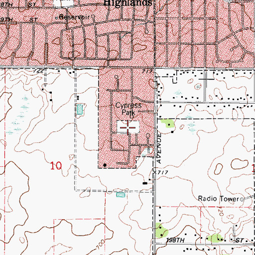 Topographic Map of Cypress Park, IL