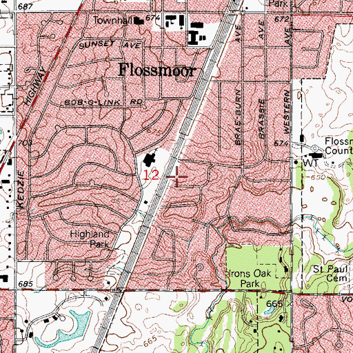 Topographic Map of Infant Jesus of Prague School, IL