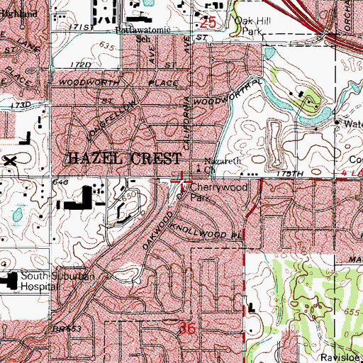 Topographic Map of Cherrywood Park, IL