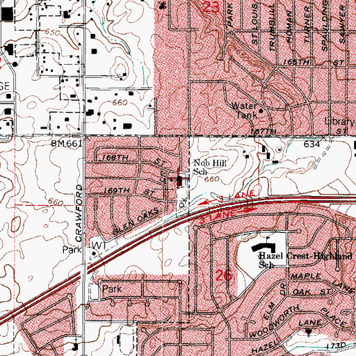 Topographic Map of Nob Hill Elementary School, IL