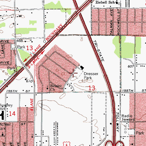 Topographic Map of Belaire Assembly of Full Love Church, IL