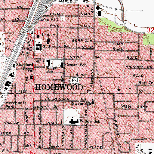 Topographic Map of Orchard Park, IL