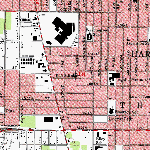 Topographic Map of Kick School, IL