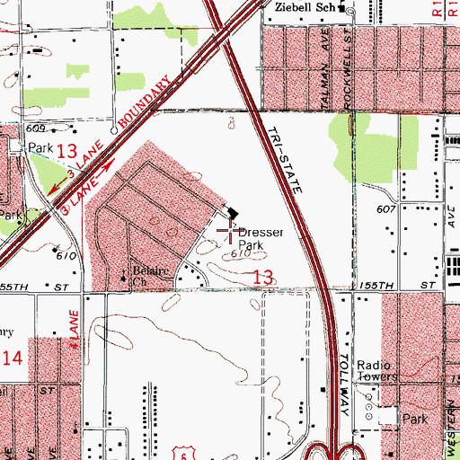 Topographic Map of Dresser Park, IL