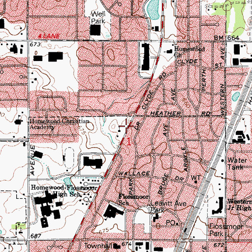Topographic Map of Calvary Association Temple of God, IL