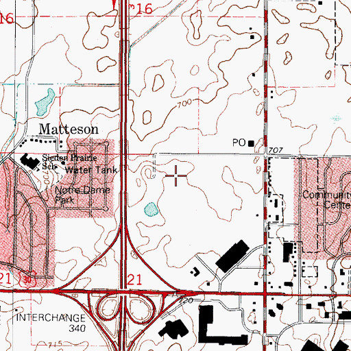 Topographic Map of Notre Dame Park, IL