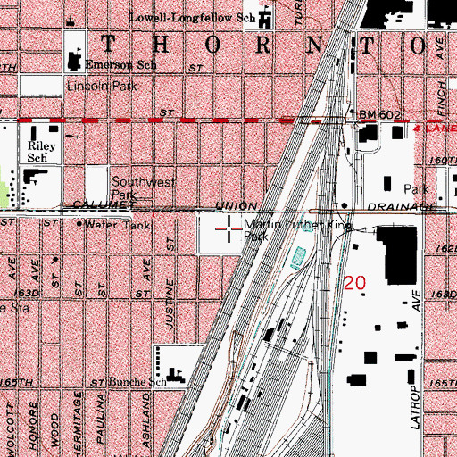 Topographic Map of Martin Luther King Park, IL