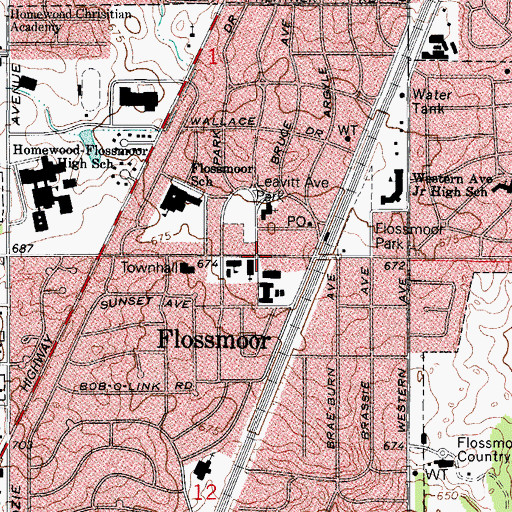 Topographic Map of Infant Jesus of Prague Church, IL
