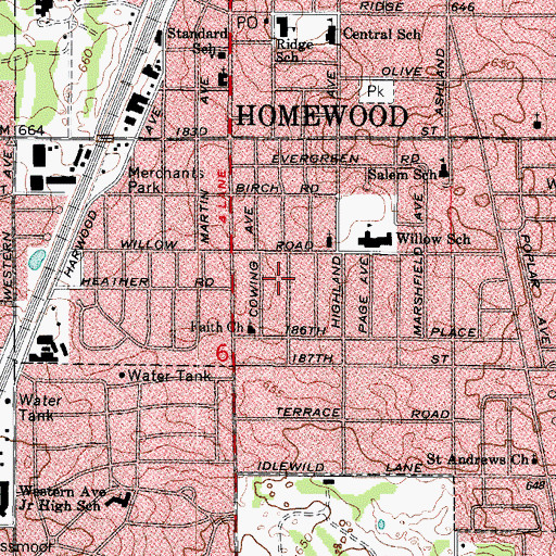 Topographic Map of Faith Lutheran Church, IL