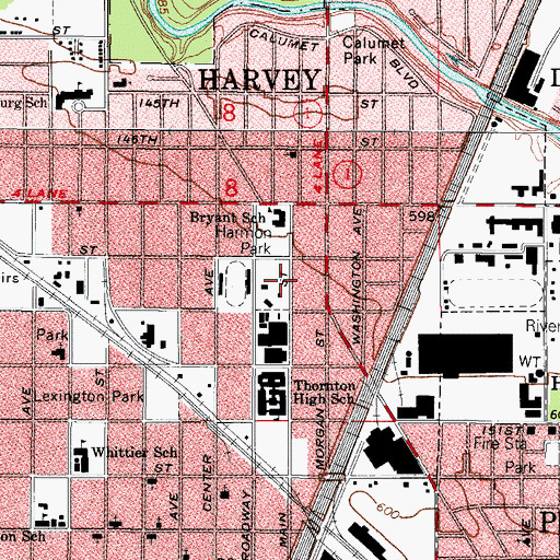 Topographic Map of Harmon Park, IL