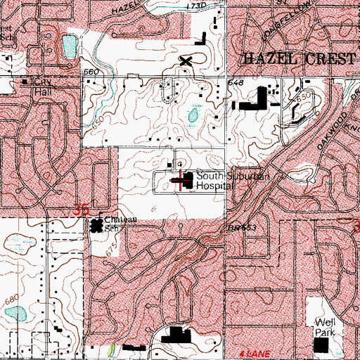 Topographic Map of Advocate South Suburban Hospital, IL