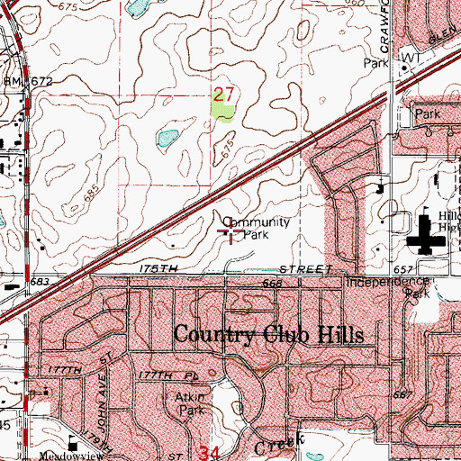 Topographic Map of Community Park, IL