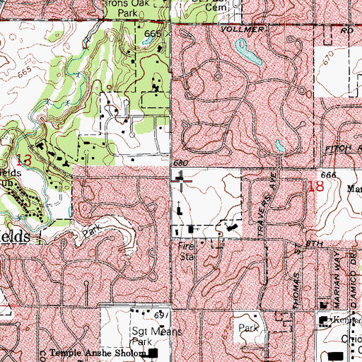 Topographic Map of Olympia Fields United Methodist Church, IL