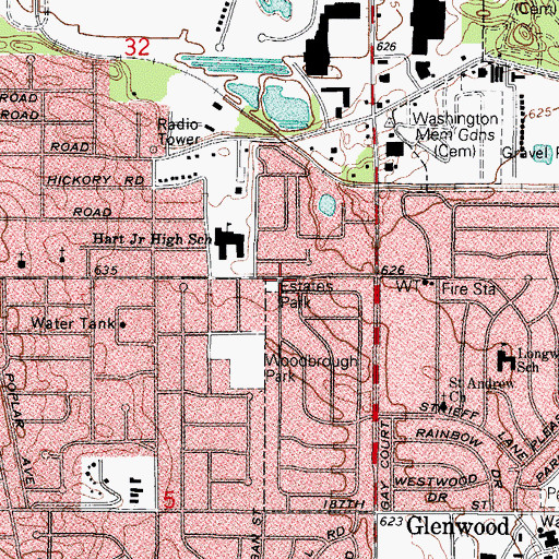 Topographic Map of Estates Park, IL