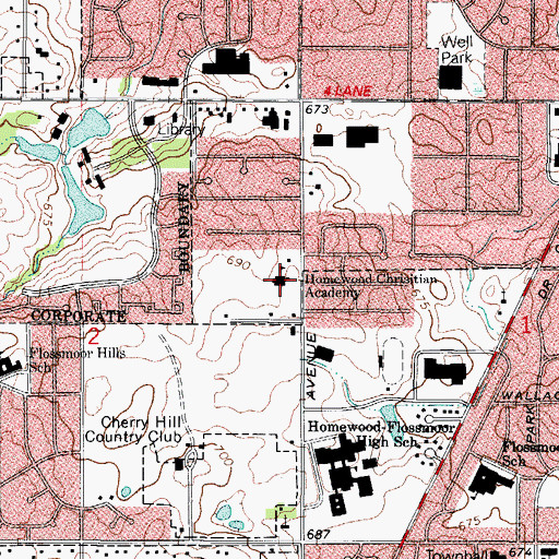 Topographic Map of Homewood Christian Academy, IL