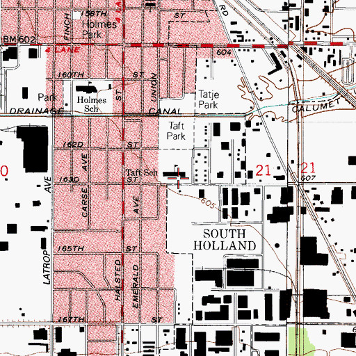 Topographic Map of Taft School, IL