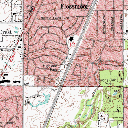 Topographic Map of Highland Park, IL