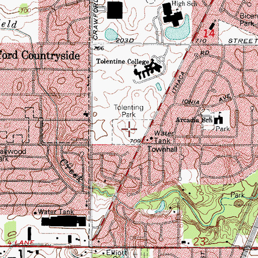 Topographic Map of Tolentine Park, IL