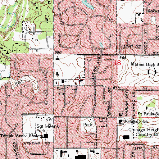 Topographic Map of Prince of Peace Lutheran Church, IL