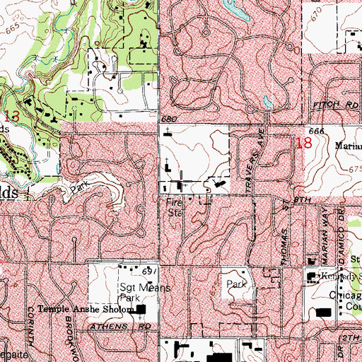 Topographic Map of Church of the Nazarene, IL