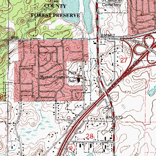 Topographic Map of Morton-Gingerwood Elementary School, IL