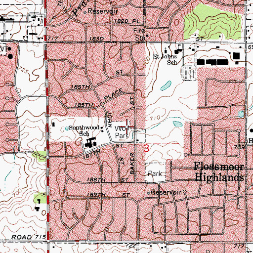 Topographic Map of Wolf Park, IL