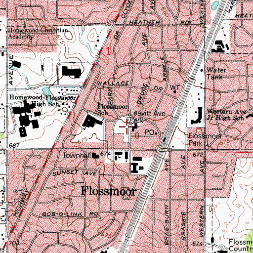 Topographic Map of Leavitt Avenue Park, IL