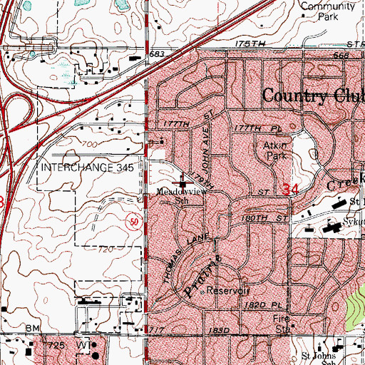 Topographic Map of Meadowview School, IL