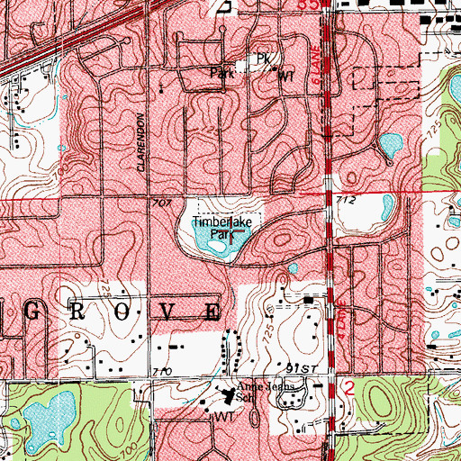 Topographic Map of Timberlake Park, IL