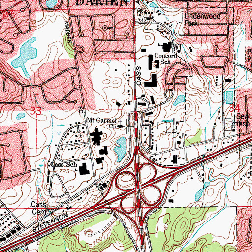 Topographic Map of Our Lady of Mount Carmel Church, IL