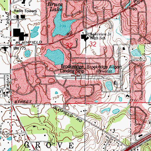 Topographic Map of Brookeridge Air Park, IL