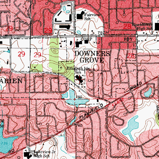 Topographic Map of Elizabeth Ide Elementary School, IL