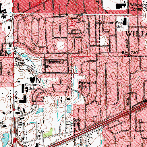 Topographic Map of Pinewood Park, IL
