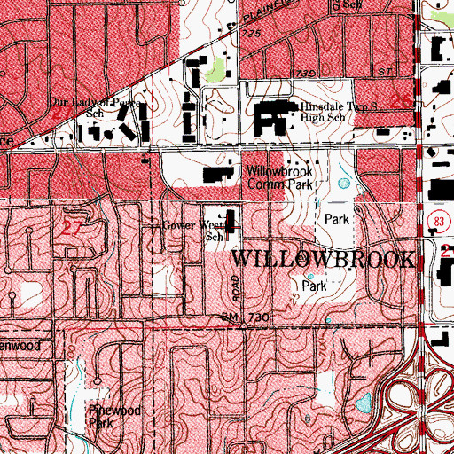 Topographic Map of Gower West Elementary School, IL