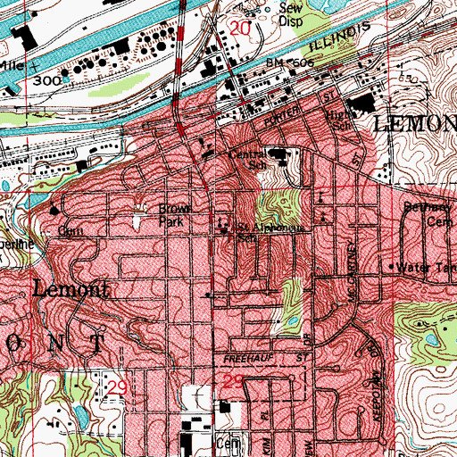 Topographic Map of Saint Alphonsus School, IL