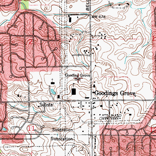 Topographic Map of Gooding Grove School, IL