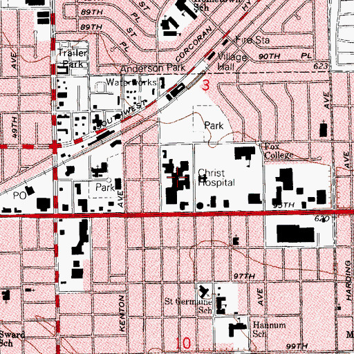 Topographic Map of Advocate Christ Medical Center, IL