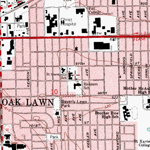 Topographic Map of Saint Germaine School, IL