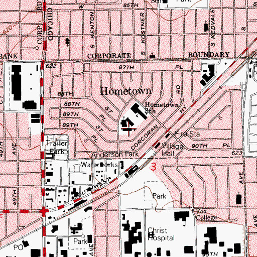 Topographic Map of Our Lady of Loretto School (historical), IL