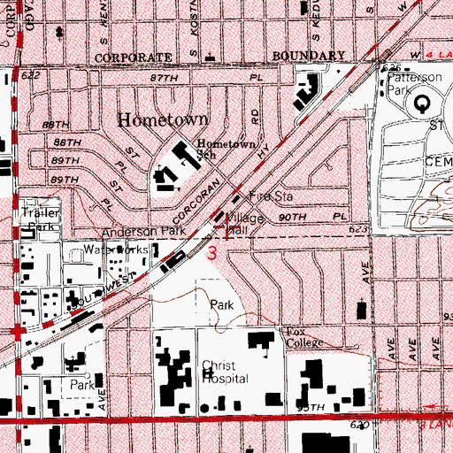 Topographic Map of Anderson Park, IL