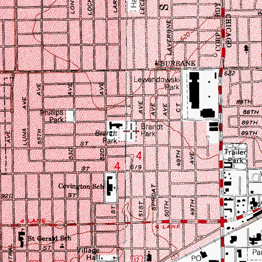 Topographic Map of Brandt Park, IL