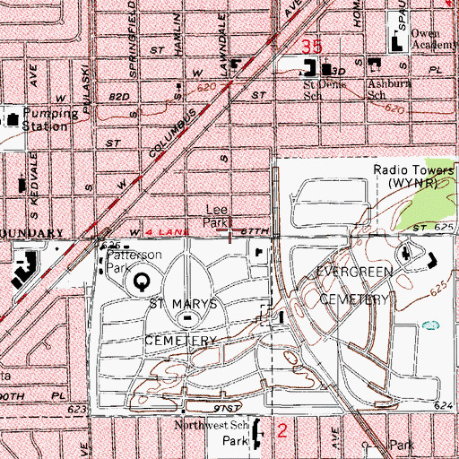 Topographic Map of Lee Park, IL