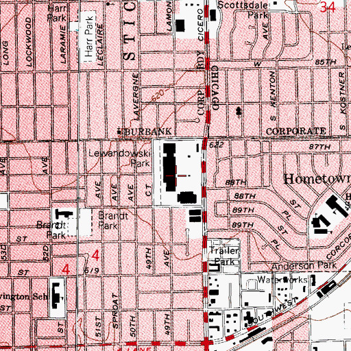 Topographic Map of Lewandowski Park, IL