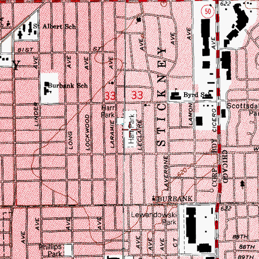 Topographic Map of Harr Park, IL