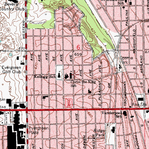 Topographic Map of Christ the King School, IL